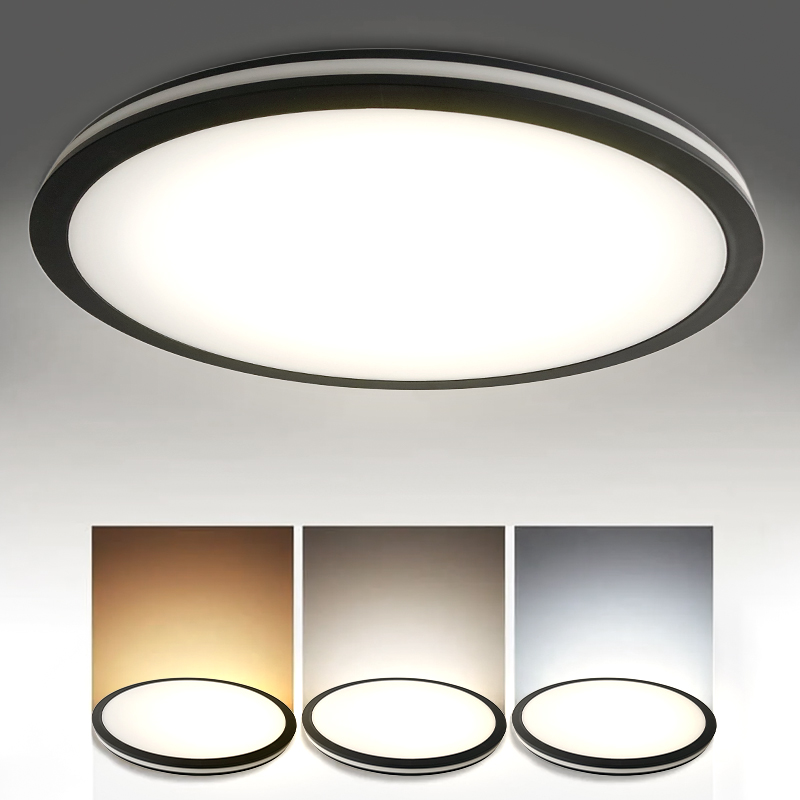 Plafonnier LED Etanche Rond Noir Prolight+ 18W / IP64