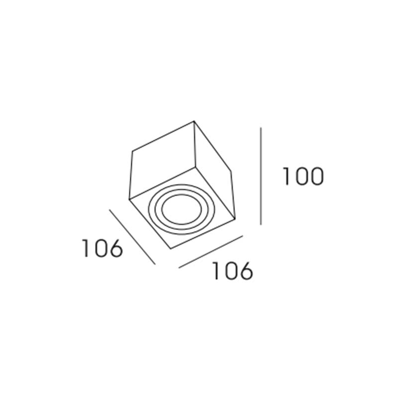 Support de Spot Cube  Apparent  Orientable  PROLIGHT+ en aluminum pour  ampoule MR16 / GU10 / 220V / 12V / IP20