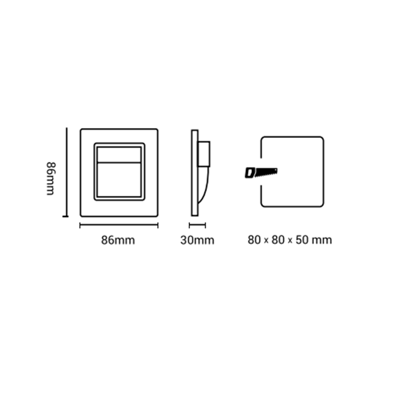 Spot Contremarche LED Blanc Carré Intérieur PROLIGHT+