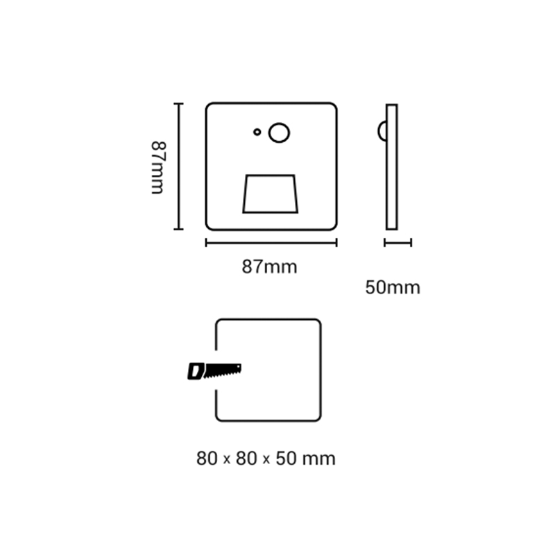 Spot Contremarche LED Rectangulaire Blanc avec détecteur de mouvement PROLIGHT+