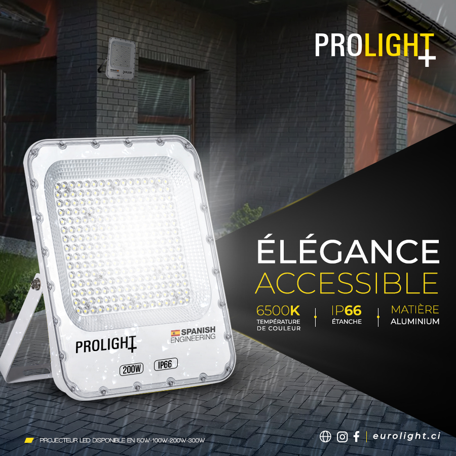 Projecteur Led Prolight+ en  Aluminum 200W SMD2835 AC100-265V 110lm/W IP66 6500K