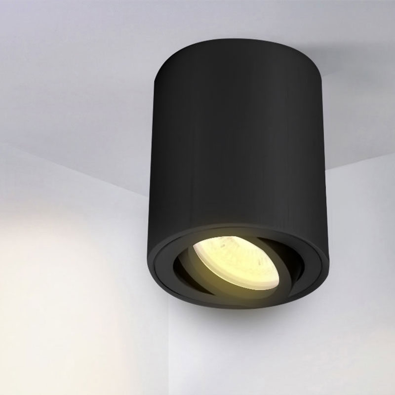 Black Surface Mounted Spot Holder Orientable PROLIGHT+ In aluminum for an  MR16 / GU10 lightbulb   / 12V / IP20